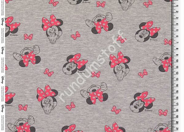 French Terry Micky Mouse lachende Minnie meliert grau