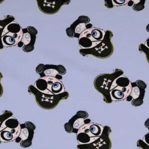 French Terry süsse Piraten-Pandabären graublau